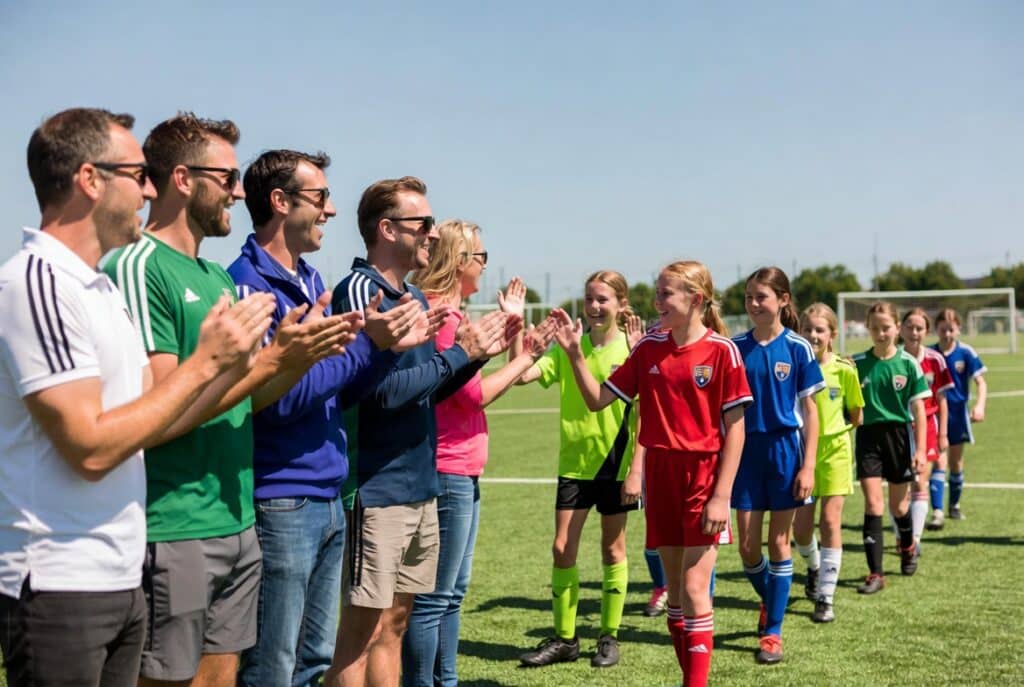 Todos los miembros del equipo deben ser animados y reforzados por igual sin excepción , es otra de las normas para los padres en los Campos de Fútbol