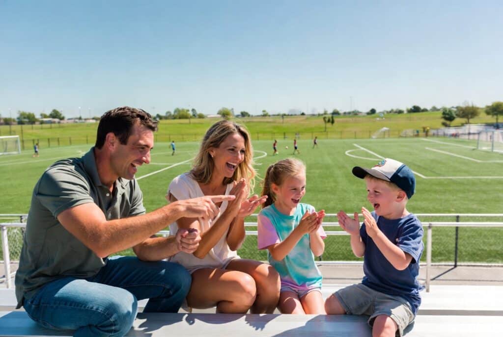 Poder disfrutar en paz viendo el partido tu hijo en la grada es una de las normas para los padres en los Campos de Fútbol